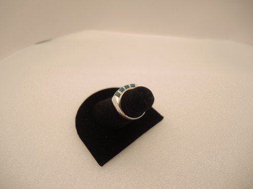 Southwestern Turquoise Channel Sterling Ring size 4 Petite - Picture 8 of 14