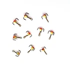 Treble fishing hooks #12 with Glow Eye-Drop for baits lures ice jig. Set 10 pcs