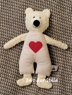 HANSEKIND Bär Ahoi mit Herz Stofftier Kuscheltier Plüschtier Weiß & Rosa Frottee