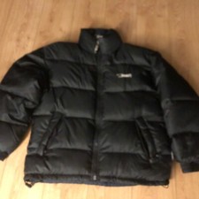Bear TM USA Reversible Men Duck Down Pudded Puffer Black/Blue Jacket Size L
