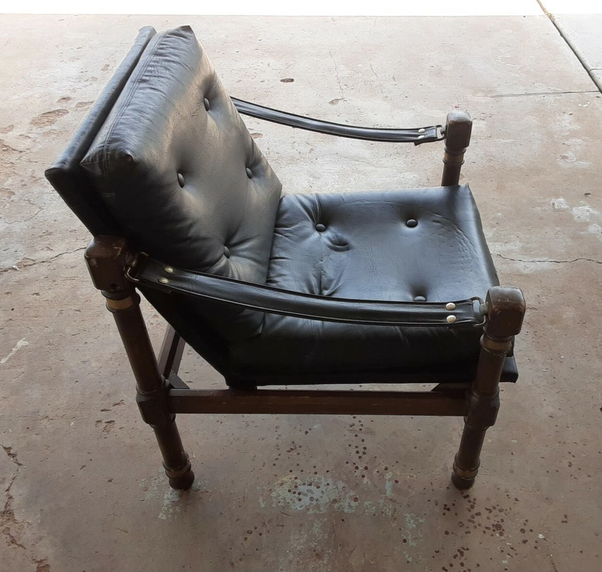 modern safari or campaign Chair Leather Wood Brass eBay