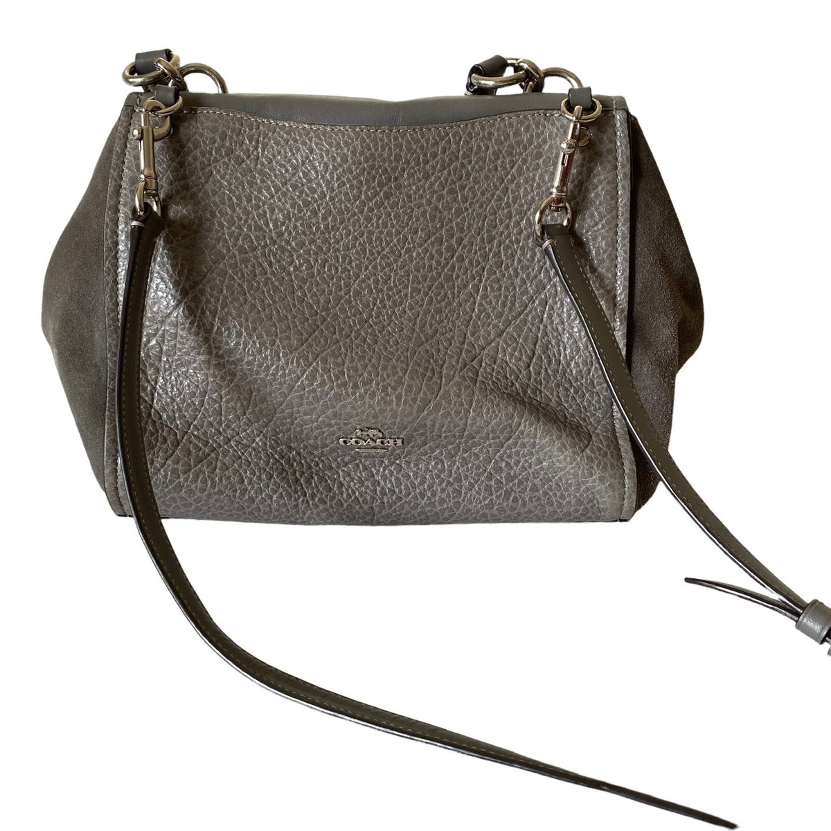 Coach Faye 22349 Suede And Gray Leather Cross Body Bag | eBay