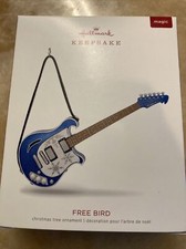 Plays Lynyrd Skynyrd Free Bird Guitar Christmas Ornament Hallmark 2018 Blue