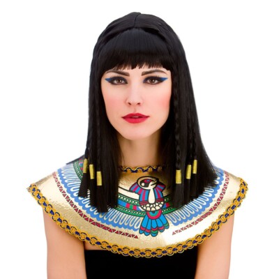 Kleopatra Perücke Ägyptische Prinzessin Zopf schwarz Damen Kostüm Accessoire