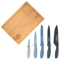 Masterchef Fsc Bambus Schneidebrett + 5 Tlg. Messerset KüChenmesser Brotmesser