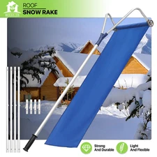 19" Adjustable Roof Snow Rake 21.5 Ft Reach Tube Removal Tool w/Oxford Slide Kit