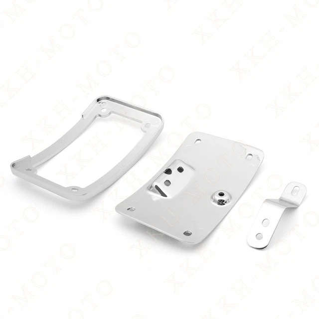 Curved License Plate Mount frame For Harly Softail Deluxe FLSTN 2005-2017 Chrome - Image 4 of 4