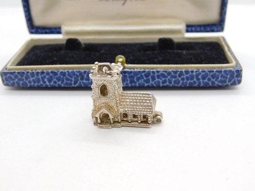 Sterlingsilber offenbare Kirche am Hochzeitstag Charm Anhänger Vintage c1970