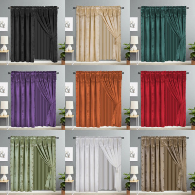 2 panel window curtain set (120'' W X 84'' L ) with valance and sheer backing NADA