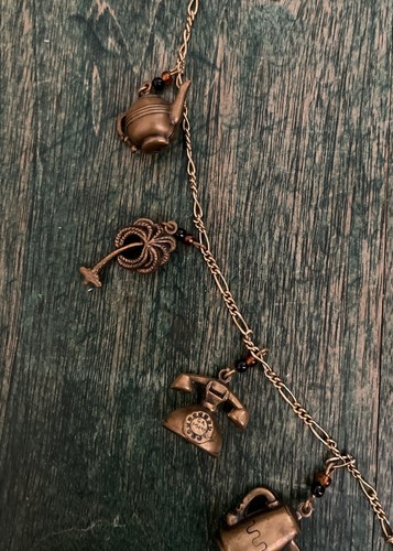 Collana Ciondoli Vintage Kingston NY Pididdly Links 24"" 9 Ciondoli RARA - Foto 5 di 12