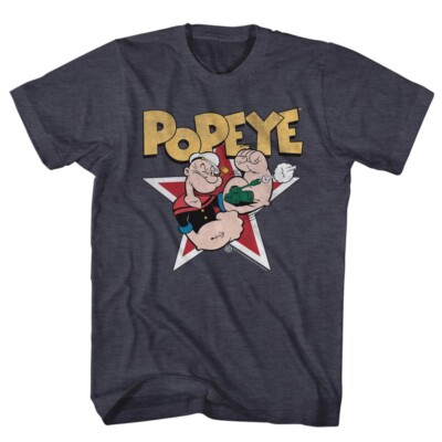 Popeye The Sailor Man Classic Cartoon Star & Tank & Anchor Tatoos Men's T Shirt 
