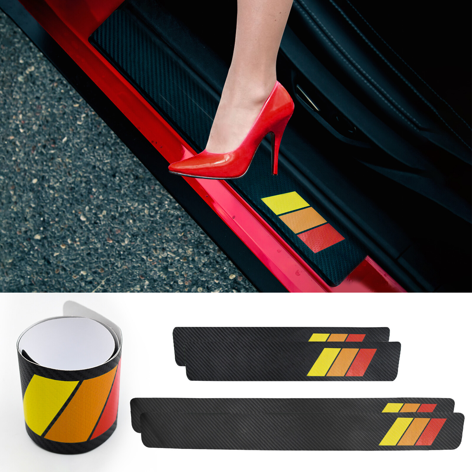 4pcs For Toyota Tundra Rav4 SUV Door Sill Plate Protector Step Cover Stickers