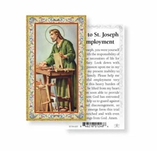 Saint St. Joseph with Prayer for Employment - gold trim- Paperstock Holy Card