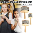 Wood Cabasa Percussion Musical Instrument Metal Beaded & Cylinder Hand Crank Toy