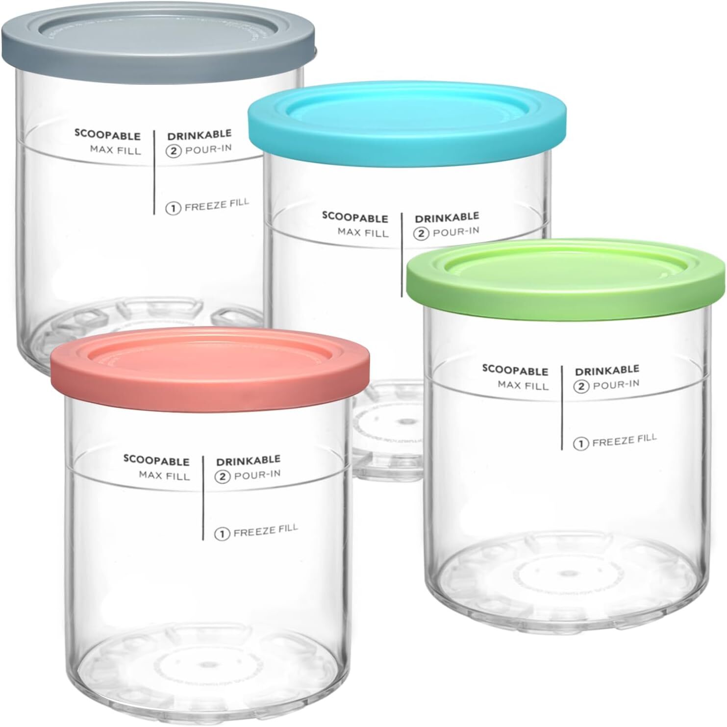 Ninja Creami Deluxe XL Replacement Pints and Lids 4 Pack 24 oz Cups-image