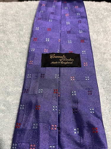 Men’s CRAVATS OF LONDON 100% Silk Tie Q2 Purple Designer Business Classic - Picture 3 of 5
