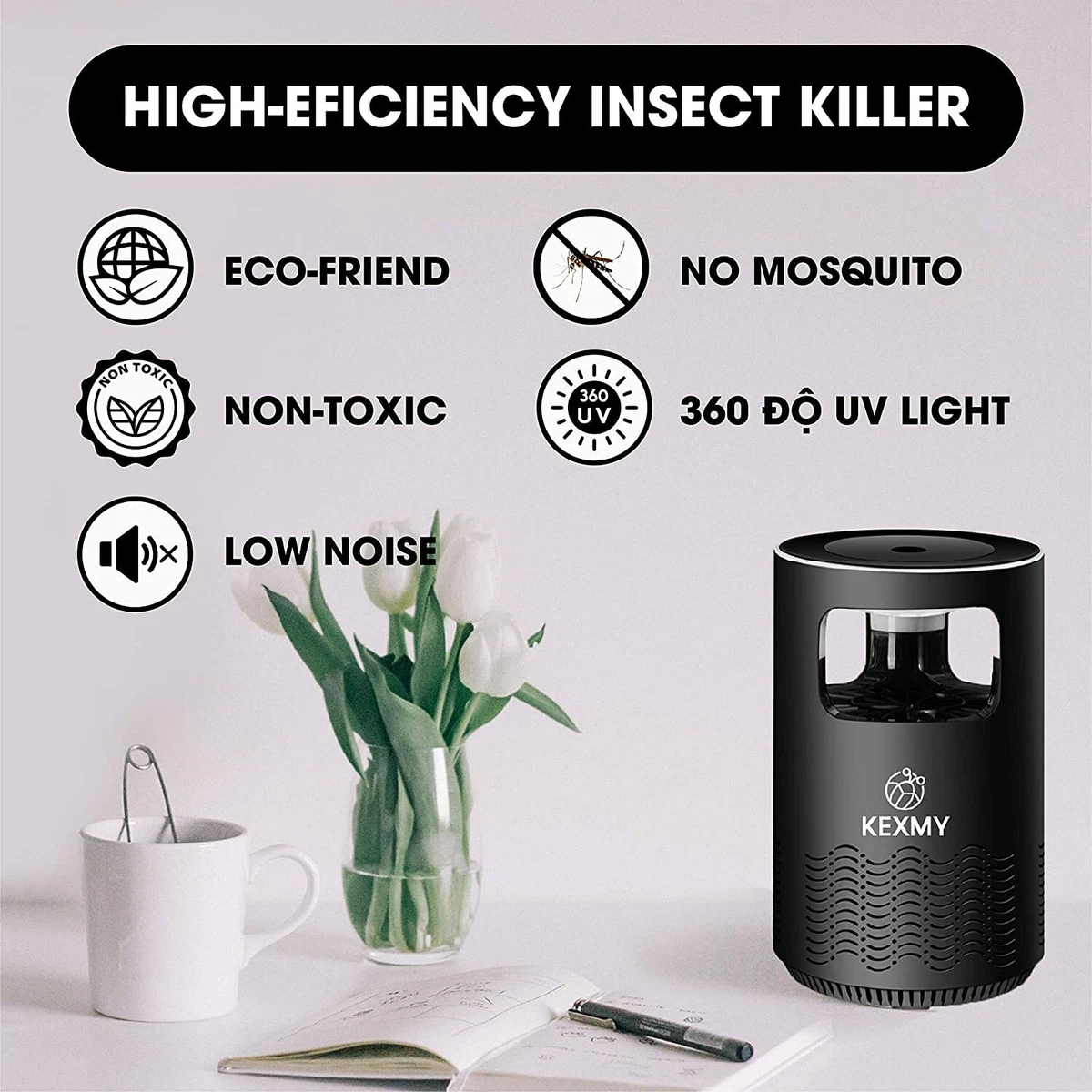 KEXMY Mosquito Trap Mosquito Killer Lamp Fly Catcher Electric Fly Swatter M17