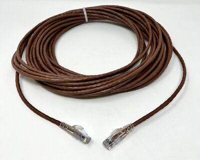 100FT Cat6 Brown Ethernet RJ45 Cord Connectors boots Installed Fiber Optic