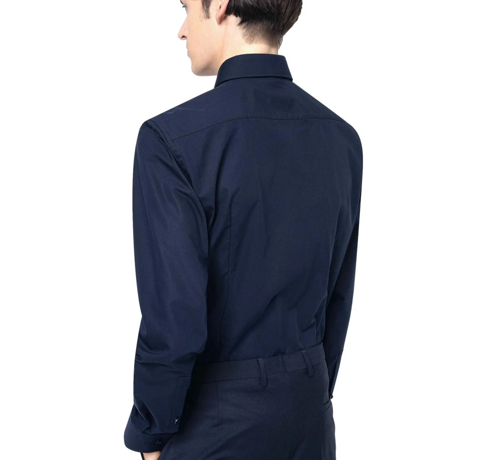HUGO BOSS Camicia business slim fit in popeline di cotone C-Jenno  50289499 BLU - Immagine 3 di 4