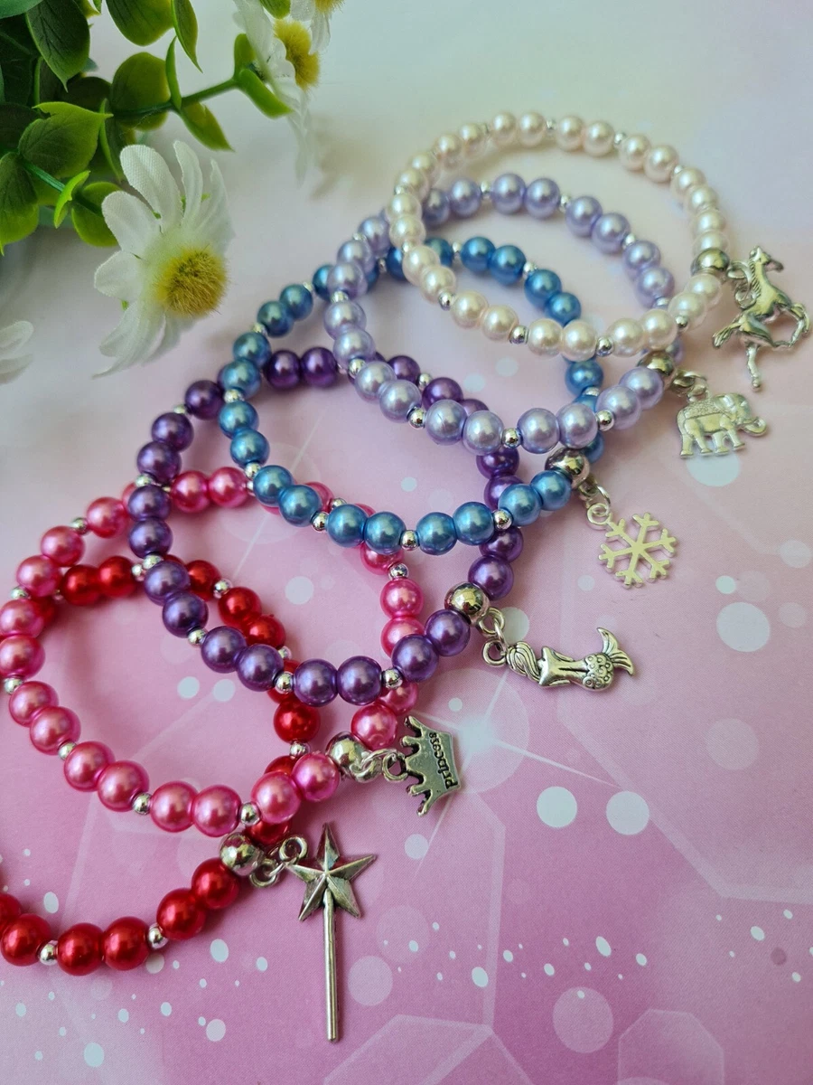 24 CHILDRENS CHARM BRACELETS MERMAID PRINCESS PARTY BAG FILLERS