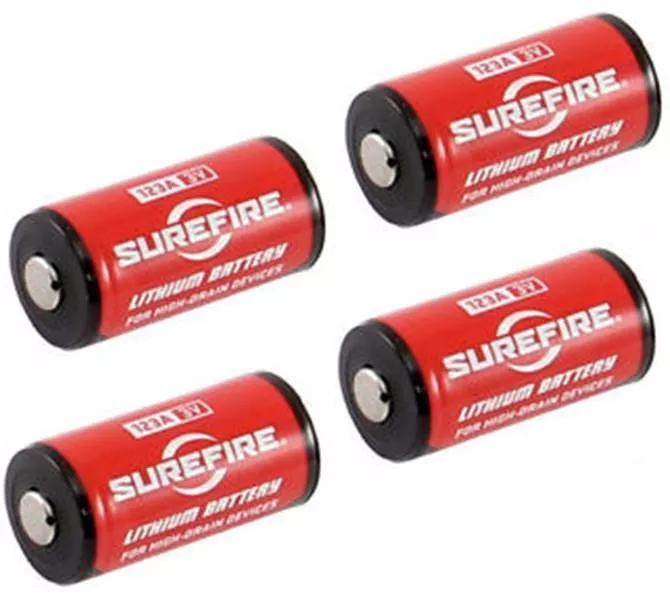 Batería de litio de 3 voltios SureFire 123 cr123 CR123A SF123A (paquete de  4)