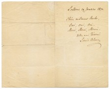 Louis Blanc Signed Letter 1870, London &ndash; French Socialist & 1848 Revolutionary