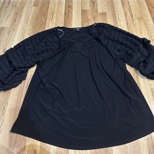 Corvia Black Dress Shirt With Flared Sheer Sleeves Size 3XL