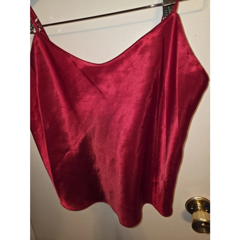 Camiseta sin mangas vintage Vanity Fair talla 34 roja satinada corta dormir cami Foto 4 de 4