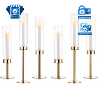 KerzenstäNder Glaszylinder Gold 6 StüCk Hochzeit Kerzenhalter FüR Tisch Deko