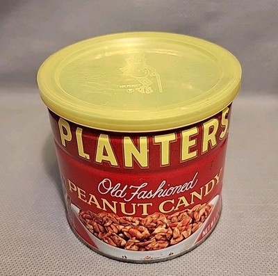 Vtg Mr. Peanut Candy Red Can Tin Litho 1960/70s PLANTERS Old