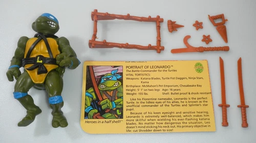 100% Complete 1988 Leonardo Figure TMNT Teenage Mutant Ninja Turtles Vintage Lot