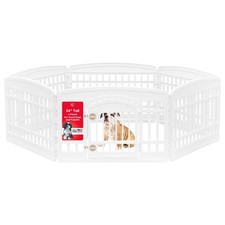 IRIS USA 24 Inch 6-Panel Dog Playpen with Door, Indoor Pet Puppy Fence, White