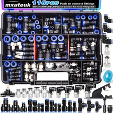 116PCS Air Line Quick Connect Fittings,1/8",1/4",5/16",3/8",1/2",4/6/8/10mm OD