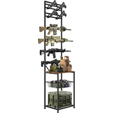 Floor Standing Gun Racks Gun Rifle Display Stand W/Storage Organizer for Garage