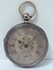 Silver 1850's Angus C. Renniel Fusee Key Wind/Set Pocket Watch w/ 45mm Dial