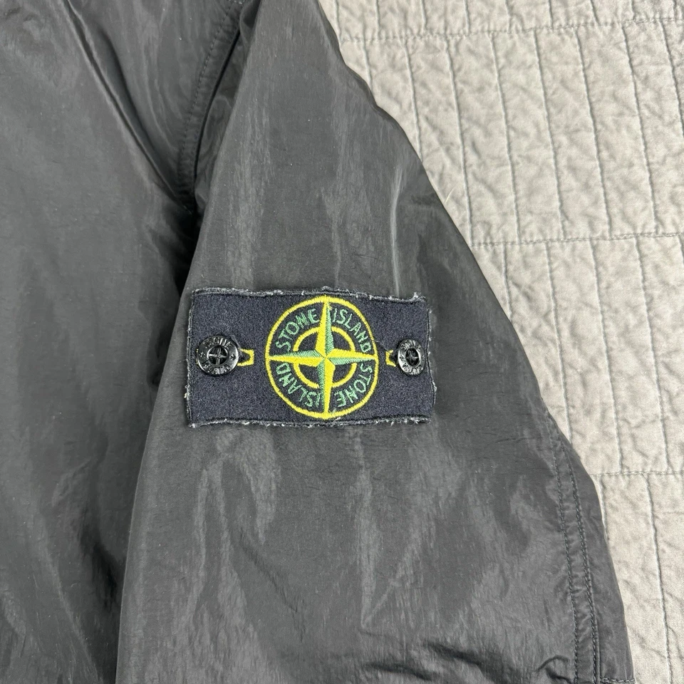 Stone Island Nylon Metal Flock Jacket Men's Medium Black Full Zip Hidden Hood - Image 2 of 4