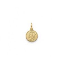 9ct 9k Yellow Gold Libra Round Zodiac Horoscope Charm Pendant 14mm. Brand New