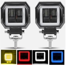 2X 3inch LED Work Light Bar Pods Halo DRL Lamp Spot Fog Driving Offroad ATV 