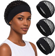 3Pcs Hair Nets for Sleeping, Wide Band Crochet Hair Net