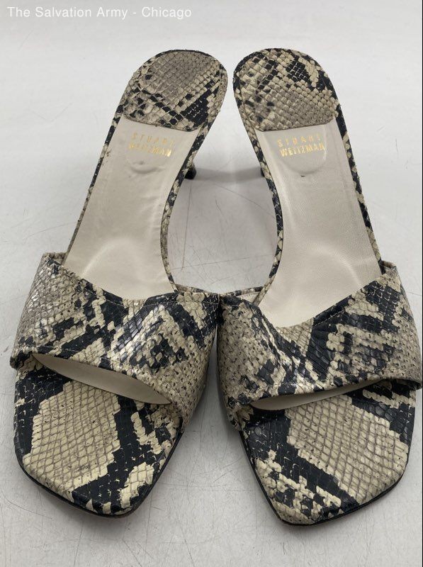 Stuart Weitzman Womens Gray Black Slip-On Slide Sandals Size 11.5M