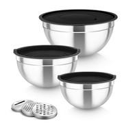 Edelstahl RüHrschüSsel Set 3-Tlg Mit Deckel Schwarz 1,6/2,8/4,6L Homikit KüChe