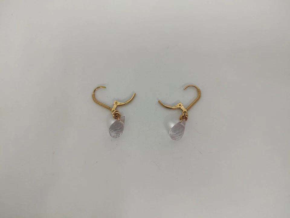 Brincos de ouro 14 quilates de quartzo com lágrima - Imagem 4 de 4