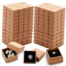 120 Piece Small Ring Boxes Bulk 2 x 2 x 1.2 Inch Kraft Cardboard Jewelry Brown