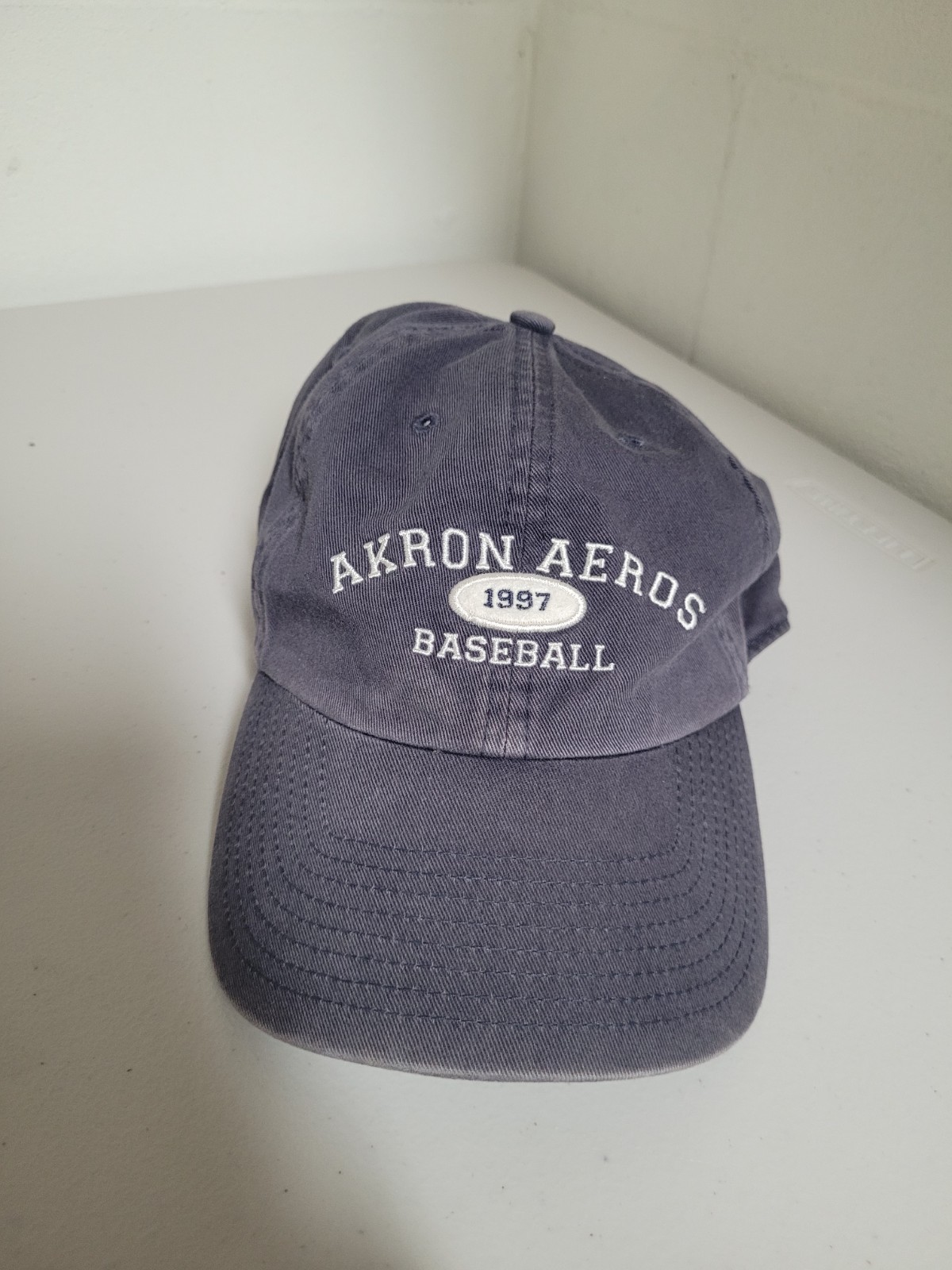 Vintage Akron Aeros Adjustable Baseball Hat Cap Blue-Gray Twins Enterprise Look