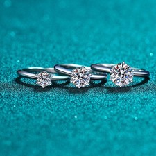 0.5Ct-5Ct GRA VVS1 Moissanite Solitaire Wedding Engage Ring 925 Sterling Silver