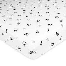 TL Care Cotton Fitted Pack and Play Sheet 39x27, Alphabet 1 Pack