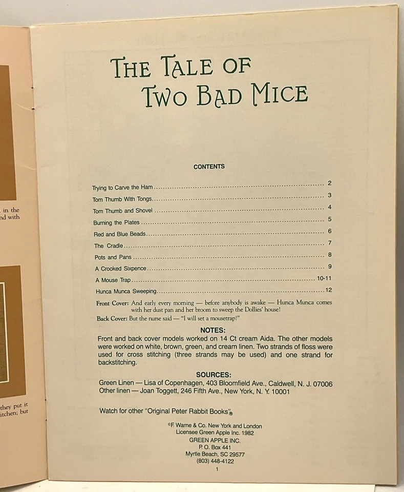 1982 The Tale of Two Bad Mice Beatrix Potter Counted Cross Stitch Pattern Book - Image 4 of 4