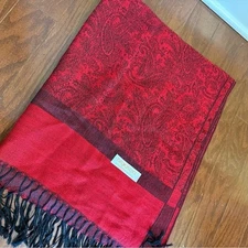 Pashmina Scarf Shawl-Red/Black paisley