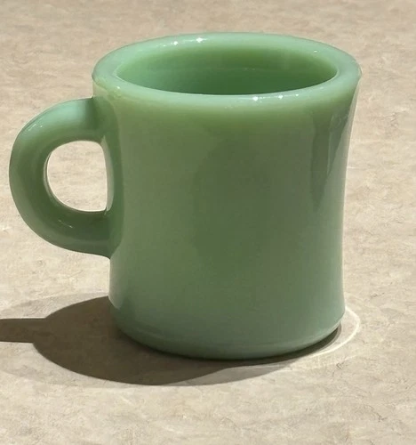 1940’s “OVEN Fire King WARE” C Handle Coffee Mug Thick Heavy Jadeite