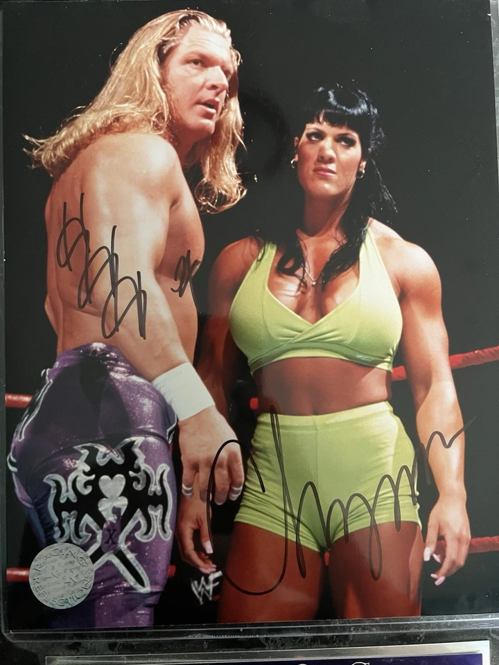 Foto firmada autógrafa rara de HHH y Chyna enmarcada con certificado de autenticidad Foto 3 de 3